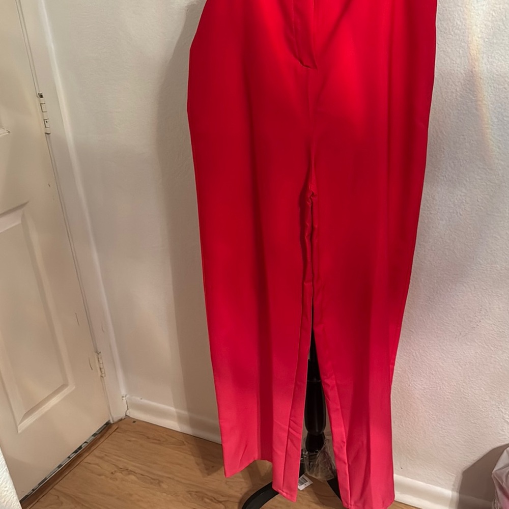 Vibrant Red High-Waisted Pants